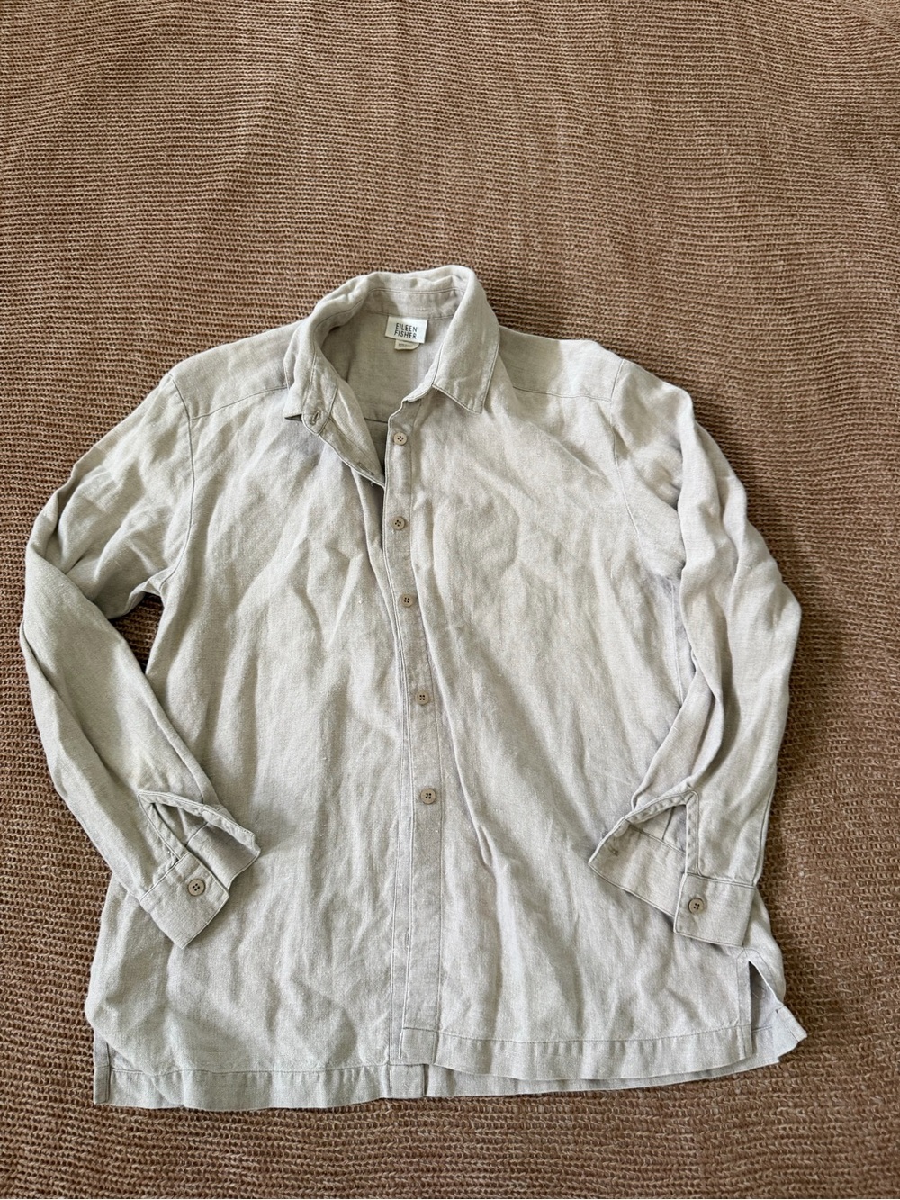 Eileen Fisher Light Taupe Button-Up Shirt Jacket
